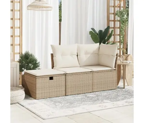 Dārza Soliņš Ar Matraci, Bēša Pe Rotangpalma, 55X55X37 Cm Vidaxl