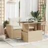 Dārza Galds Ar Stikla Virsmu, 100X55X73Cm, Bēša Pe Rotangpalma Vidaxl
