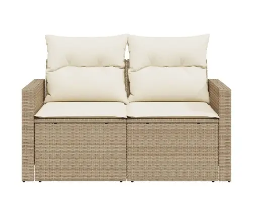 Divvietīgs Dārza Dīvāns Ar Matračiem, Bēša Pe Rotangpalma Vidaxl