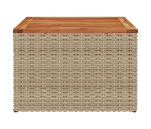 Dārza Galds, 55X55X37 Cm, Bēša Pe Rotangpalma, Akācijas Koks Vidaxl