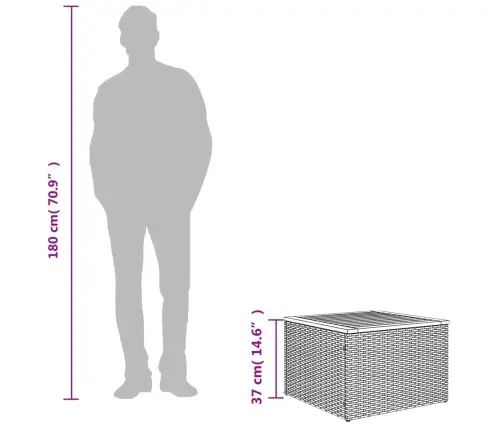 Dārza Galds, 55X55X37 Cm, Bēša Pe Rotangpalma, Akācijas Koks Vidaxl