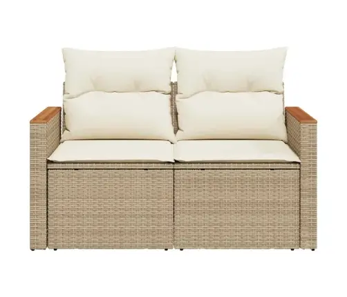 Divvietīgs Dārza Dīvāns Ar Matračiem, Bēša Pe Rotangpalma Vidaxl