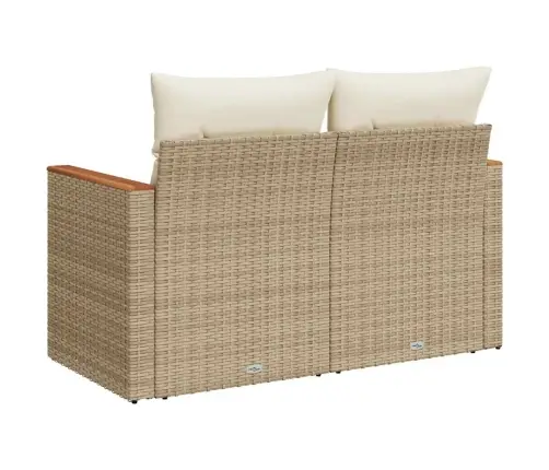 Divvietīgs Dārza Dīvāns Ar Matračiem, Bēša Pe Rotangpalma Vidaxl