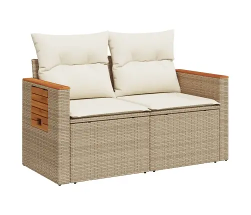 Divvietīgs Dārza Dīvāns Ar Matračiem, Bēša Pe Rotangpalma Vidaxl