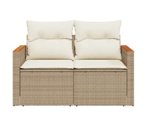 Divvietīgs Dārza Dīvāns Ar Matračiem, Bēša Pe Rotangpalma Vidaxl