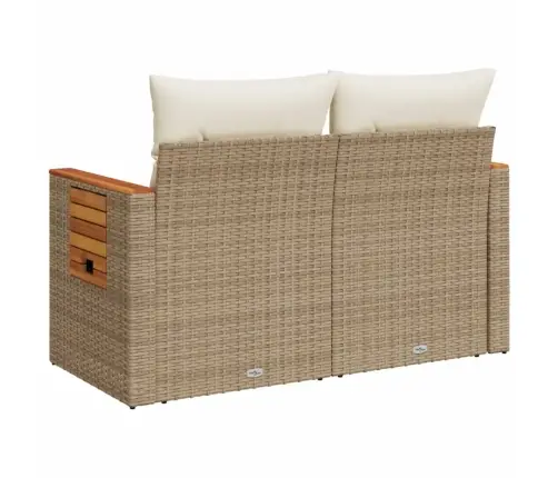 Divvietīgs Dārza Dīvāns Ar Matračiem, Bēša Pe Rotangpalma Vidaxl