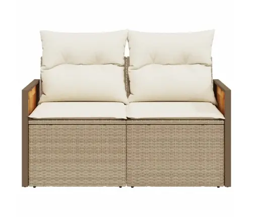 Divvietīgs Dārza Dīvāns Ar Matračiem, Bēša Pe Rotangpalma Vidaxl