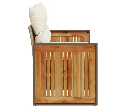 Divvietīgs Dārza Dīvāns Ar Matračiem, Bēša Pe Rotangpalma Vidaxl