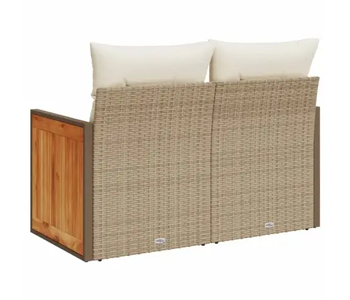 Divvietīgs Dārza Dīvāns Ar Matračiem, Bēša Pe Rotangpalma Vidaxl