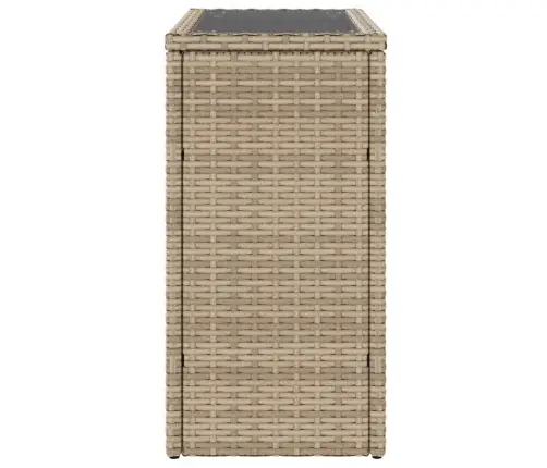 Dārza Galds, Stikla Virsma, 58X27,5X55 Cm, Bēša Pe Rotangpalma Vidaxl