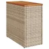 Dārza Galds Ar Koka Virsmu, 58X27,5X55 Cm, Bēša Pe Rotangpalma Vidaxl