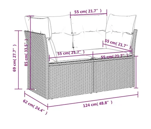 Divvietīgs Dārza Dīvāns Ar Matračiem, Bēša Pe Rotangpalma Vidaxl
