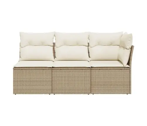 Trīsvietīgs Dārza Dīvāns Ar Matračiem, Bēša Pe Rotangpalma Vidaxl