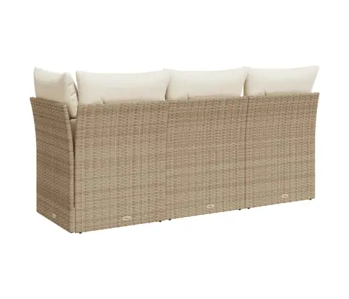 Trīsvietīgs Dārza Dīvāns Ar Matračiem, Bēša Pe Rotangpalma Vidaxl