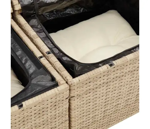 Dvivietė Sodo Sofa Su Pagalvėlėmis, Smėlio Spalvos, Poliratanas