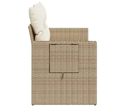 Divvietīgs Dārza Dīvāns Ar Matračiem, Bēša Pe Rotangpalma Vidaxl