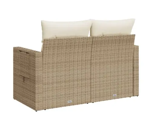 Divvietīgs Dārza Dīvāns Ar Matračiem, Bēša Pe Rotangpalma Vidaxl