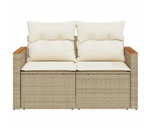 Divvietīgs Dārza Dīvāns Ar Matračiem, Bēša Pe Rotangpalma Vidaxl