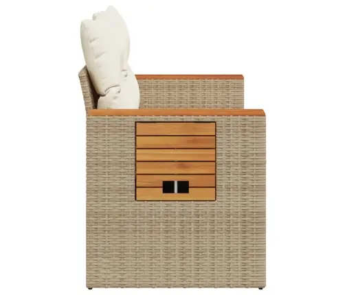 Divvietīgs Dārza Dīvāns Ar Matračiem, Bēša Pe Rotangpalma Vidaxl