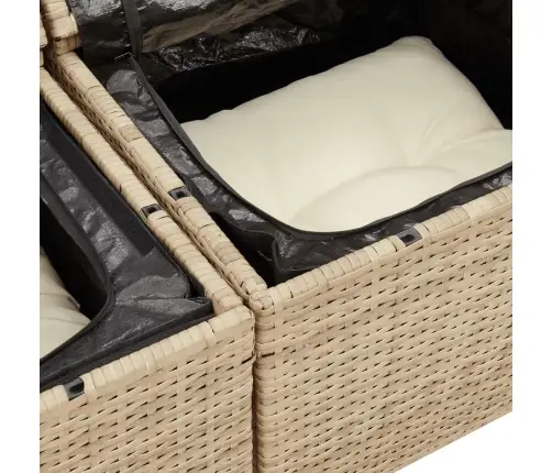 Divvietīgs Dārza Dīvāns Ar Matračiem, Bēša Pe Rotangpalma Vidaxl