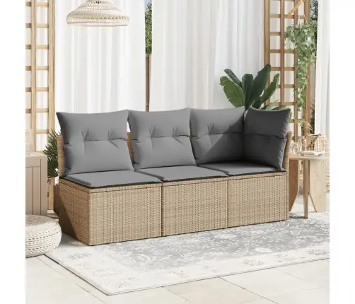 Kampinė Sodo Sofos Dalis Su Pagalvėlėmis, Smėlio, Poliratanas