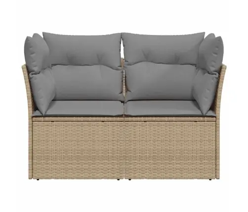 Divvietīgs Dārza Dīvāns Ar Matračiem, Bēša Pe Rotangpalma Vidaxl