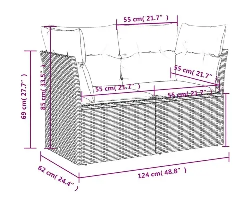 Divvietīgs Dārza Dīvāns Ar Matračiem, Bēša Pe Rotangpalma Vidaxl