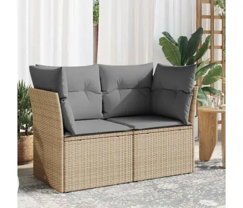 Divvietīgs Dārza Dīvāns Ar Matračiem, Bēša Pe Rotangpalma Vidaxl