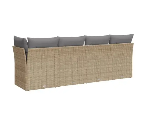 Četrvietīgs Dārza Dīvāns Ar Matračiem, Bēša Pe Rotangpalma Vidaxl