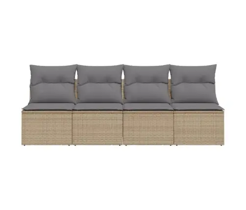Keturvietė Sodo Sofa Su Pagalvėlėmis, Smėlio, Poliratanas