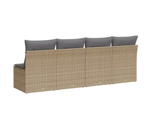 Keturvietė Sodo Sofa Su Pagalvėlėmis, Smėlio, Poliratanas