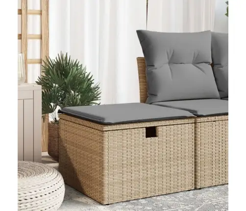 Dārza Soliņš Ar Matraci, Bēša Pe Rotangpalma, 55X55X37 Cm Vidaxl