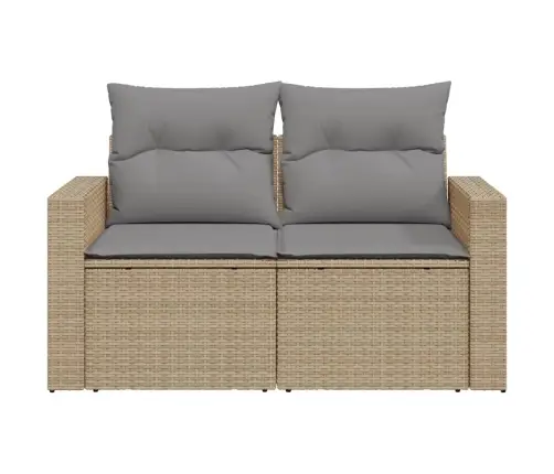 Dvivietė Sodo Sofa Su Pagalvėlėmis, Smėlio Spalvos, Poliratanas Dvivietė Sodo Sofa Su Pagalvėlėmis, Smėlio Spalvos, Poliratanas