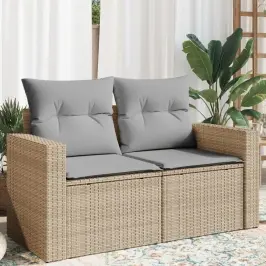 Dvivietė Sodo Sofa Su Pagalvėlėmis, Smėlio Spalvos, Poliratanas