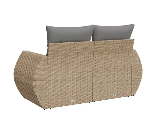 Dvivietė Sodo Sofa Su Pagalvėlėmis, Smėlio Spalvos, Poliratanas