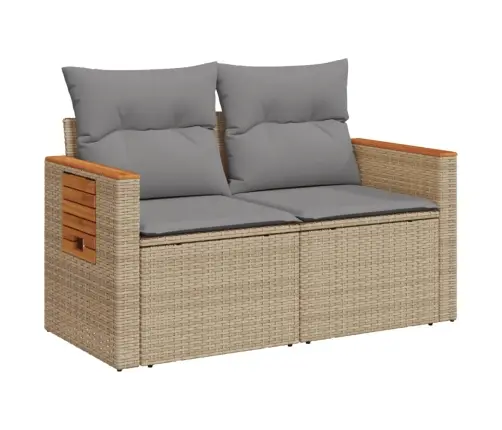 Divvietīgs Dārza Dīvāns Ar Matračiem, Bēša Pe Rotangpalma Vidaxl