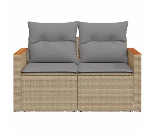 Divvietīgs Dārza Dīvāns Ar Matračiem, Bēša Pe Rotangpalma Vidaxl