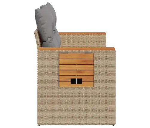 Divvietīgs Dārza Dīvāns Ar Matračiem, Bēša Pe Rotangpalma Vidaxl