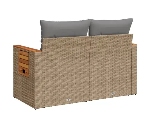 Divvietīgs Dārza Dīvāns Ar Matračiem, Bēša Pe Rotangpalma Vidaxl