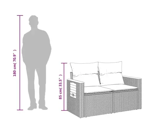 Divvietīgs Dārza Dīvāns Ar Matračiem, Bēša Pe Rotangpalma Vidaxl
