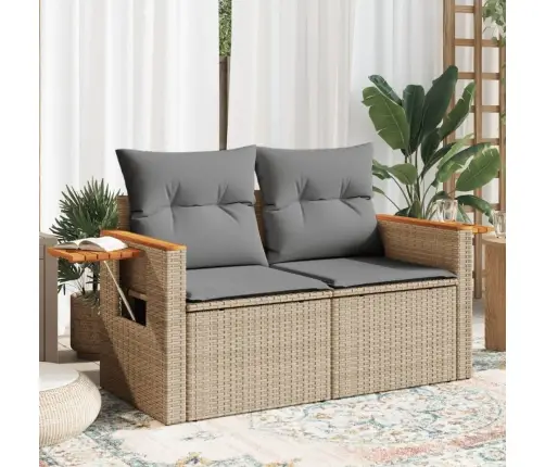 Divvietīgs Dārza Dīvāns Ar Matračiem, Bēša Pe Rotangpalma Vidaxl