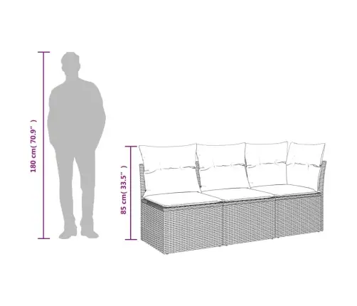 Trivietė Sodo Sofa Su Pagalvėlėmis, Smėlio Spalvos, Poliratanas Trivietė Sodo Sofa Su Pagalvėlėmis, Smėlio Spalvos, Poliratanas