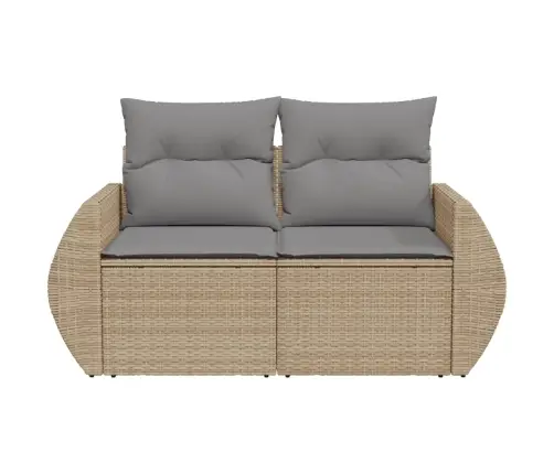 Divvietīgs Dārza Dīvāns Ar Matračiem, Bēša Pe Rotangpalma Vidaxl