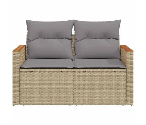 Divvietīgs Dārza Dīvāns Ar Matračiem, Bēša Pe Rotangpalma Vidaxl