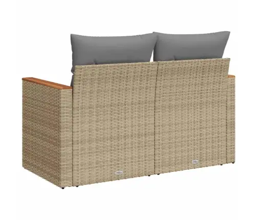 Divvietīgs Dārza Dīvāns Ar Matračiem, Bēša Pe Rotangpalma Vidaxl