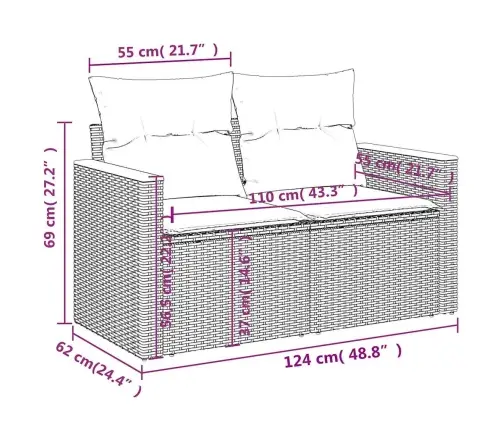Divvietīgs Dārza Dīvāns Ar Matračiem, Bēša Pe Rotangpalma Vidaxl