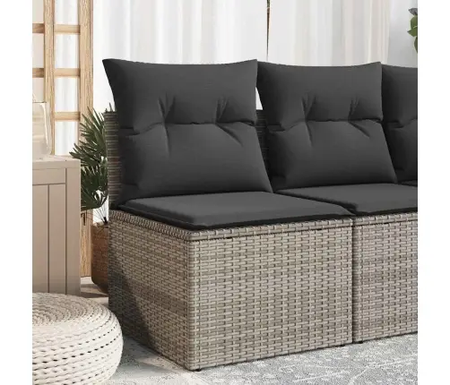 Sodo Sofos Dalis Su Pagalvėmis, Pilka, Poliratanas, Be Porankių