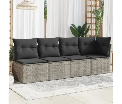 Četrvietīgs Dārza Dīvāns Ar Matračiem, Pelēka Pe Rotangpalma Vidaxl