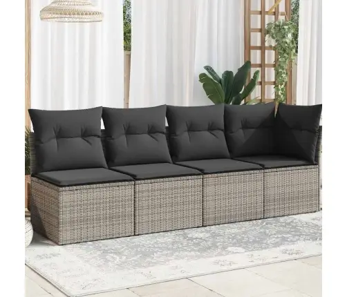 Četrvietīgs Dārza Dīvāns Ar Matračiem, Pelēka Pe Rotangpalma Vidaxl