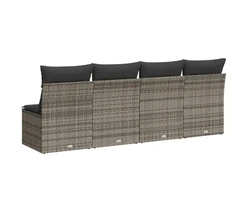 Četrvietīgs Dārza Dīvāns Ar Matračiem, Pelēka Pe Rotangpalma Vidaxl